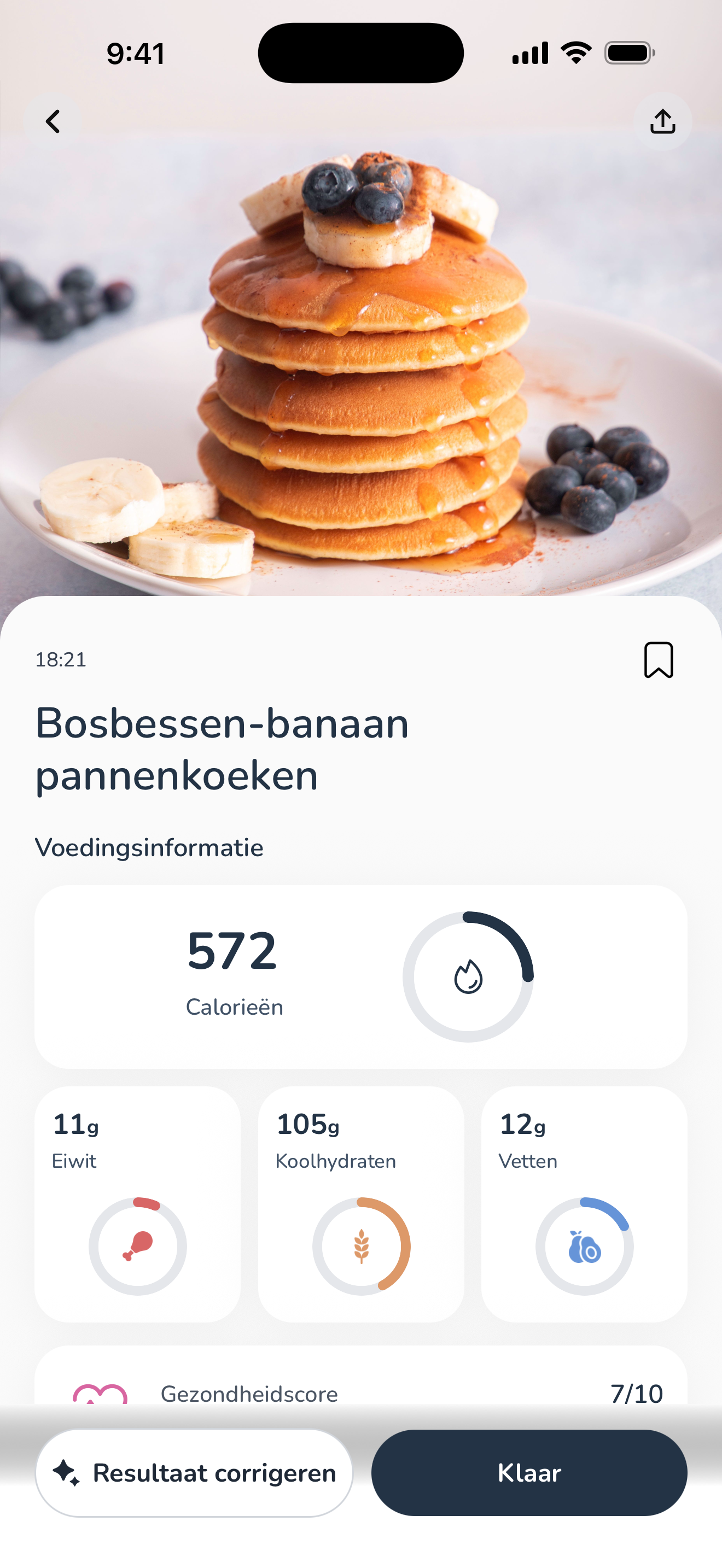 Voedingswaarden na het scannen